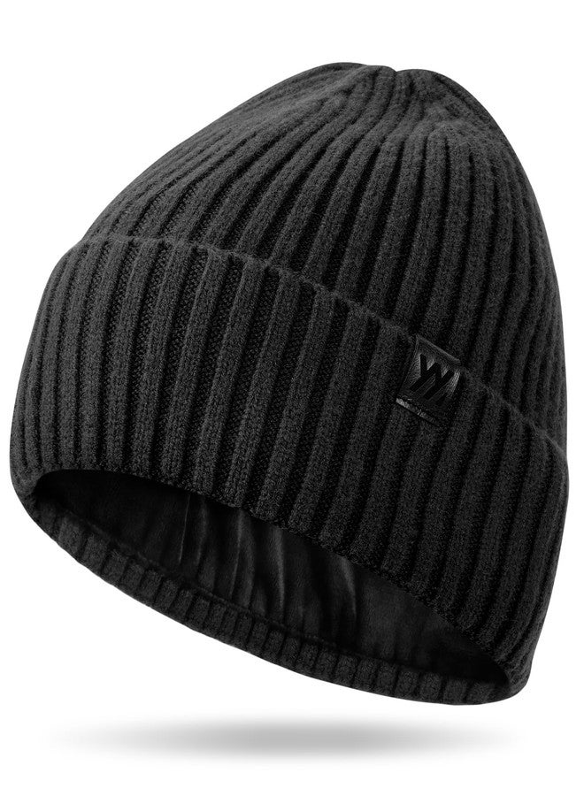 YANIKY Winter Beanie Hat for Men & Women, Fleece Lined Thermal Knit Hat Ski Beanie Skull Cap Cuffed Cap for Cold Weather Black - Image 1